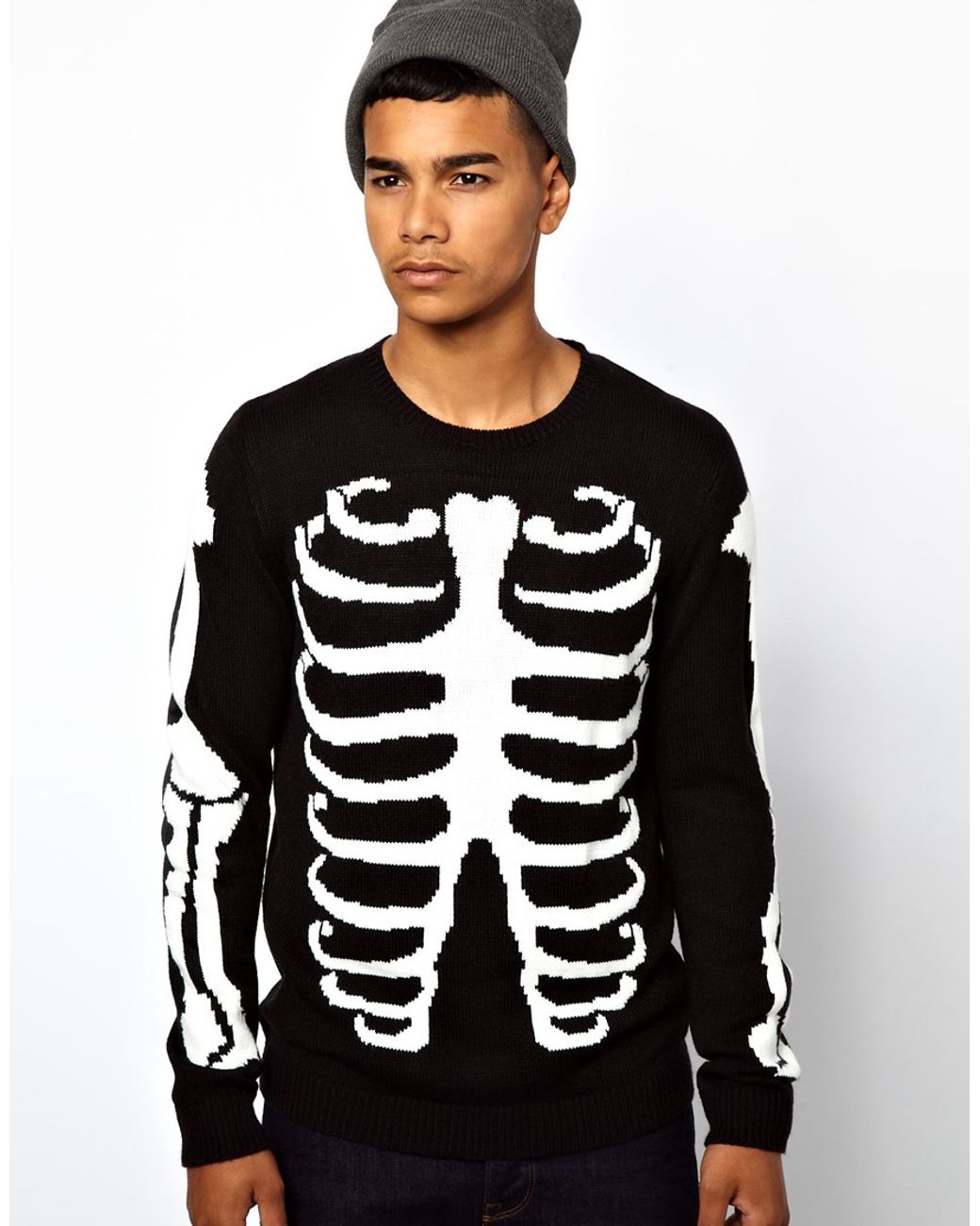 ASOS Skeleton Sweater in Black for Men | Lyst
