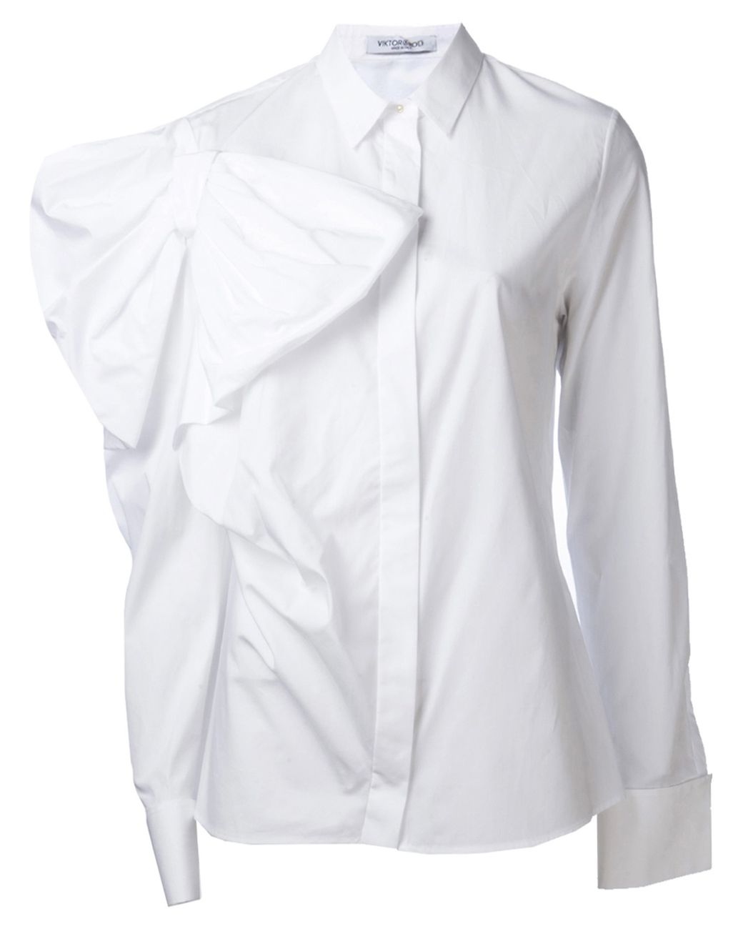 Viktor & Rolf Gathered Bow Shirt in White | Lyst