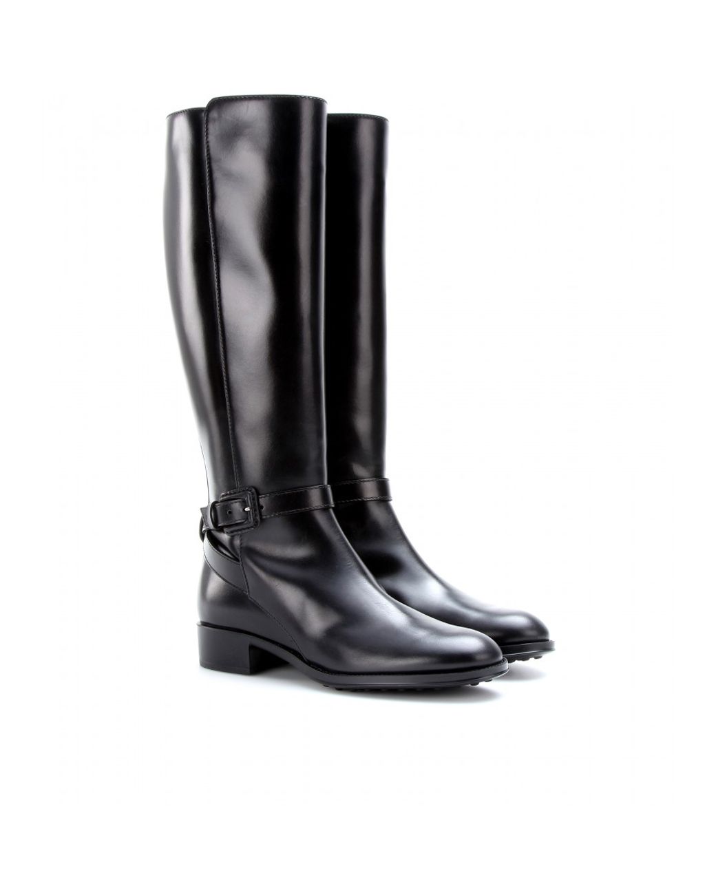 Tod's Leather Riding Boots in Black | Lyst