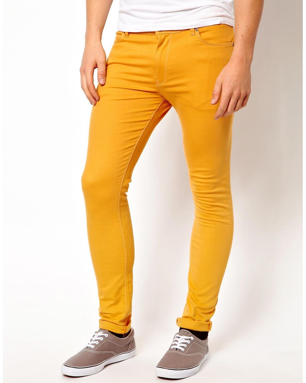 ASOS Super Skinny Jean in Yellow for Men | Lyst