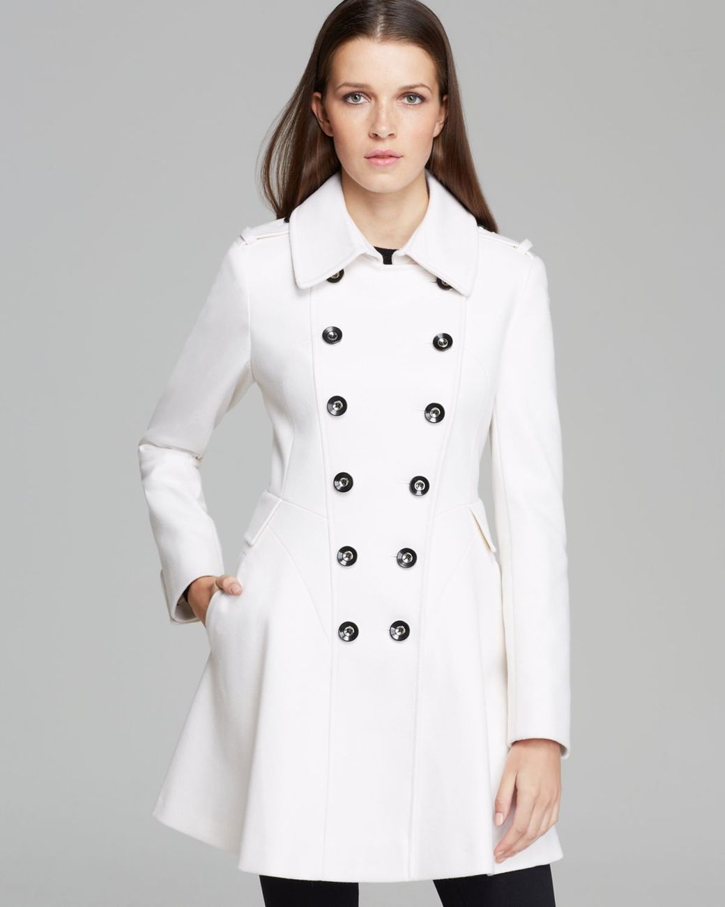 Via Spiga Double Breasted Military Coat in White | Lyst