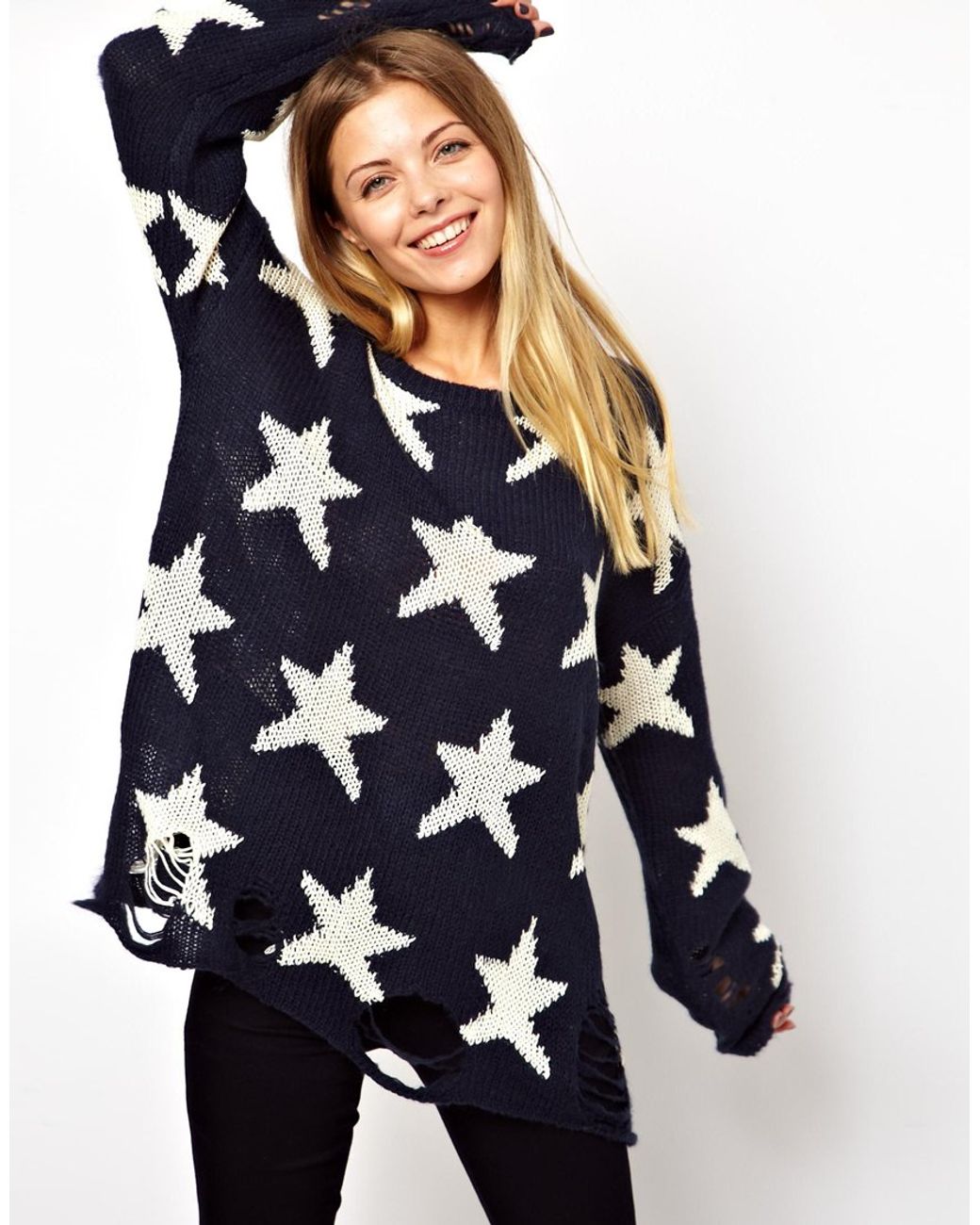 Wildfox Seeing Star Sweater in Blue | Lyst