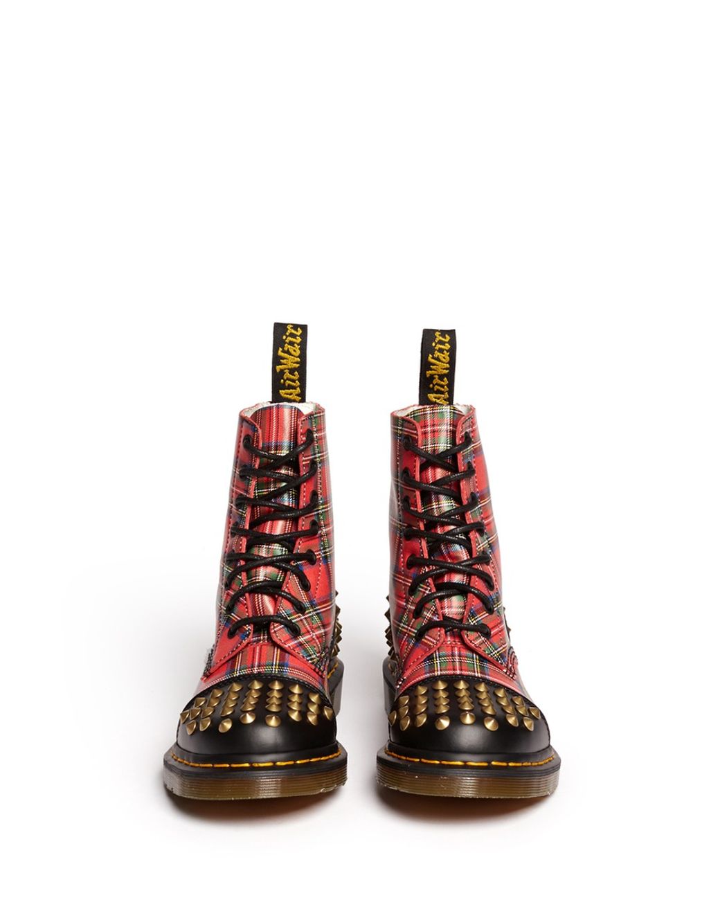 Dr. Martens 'dai' Studded Tartan Boots in Red | Lyst