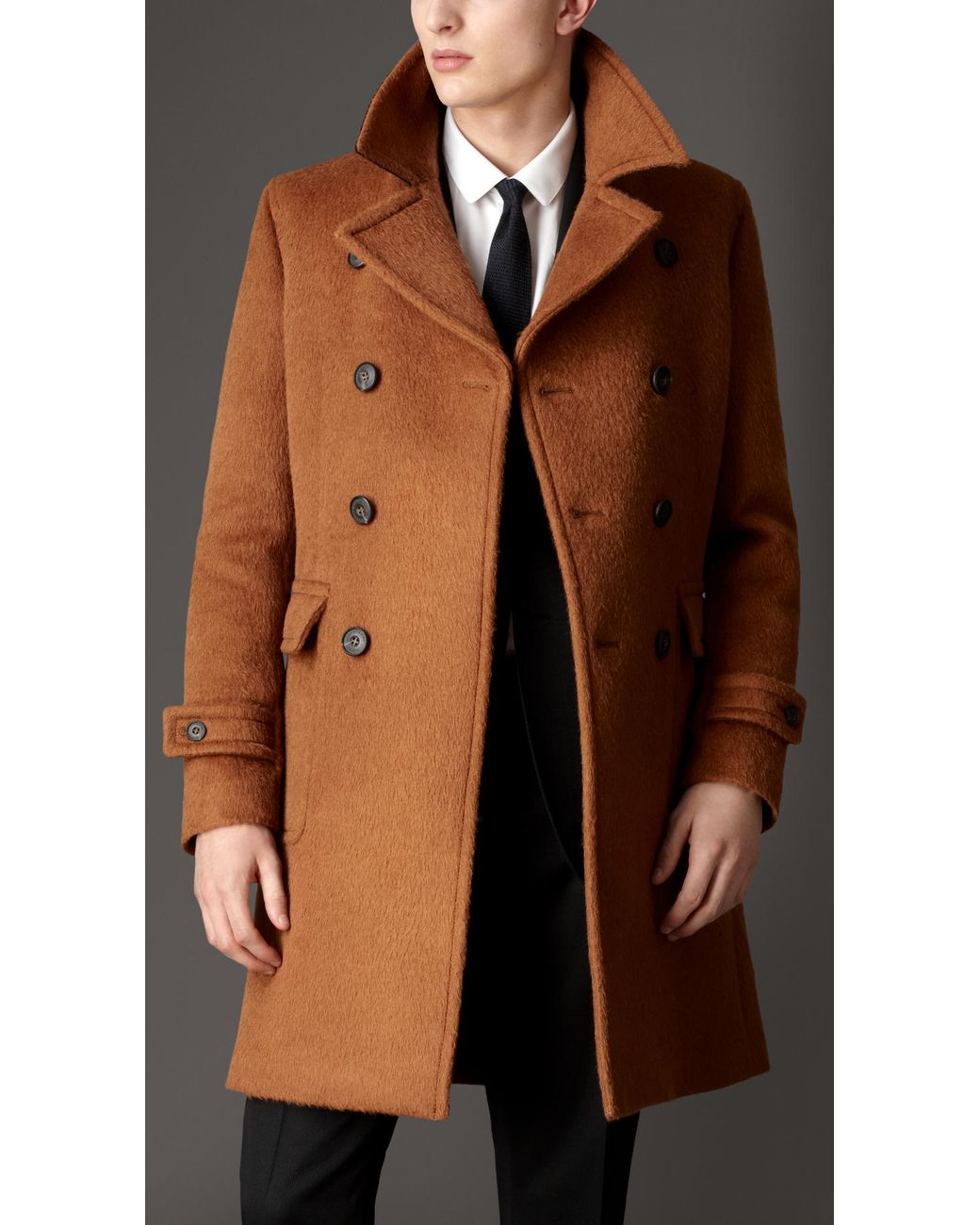 Burberry Doublebreasted Virgin Wool Alpaca Coat in Brown for Men Lyst UK