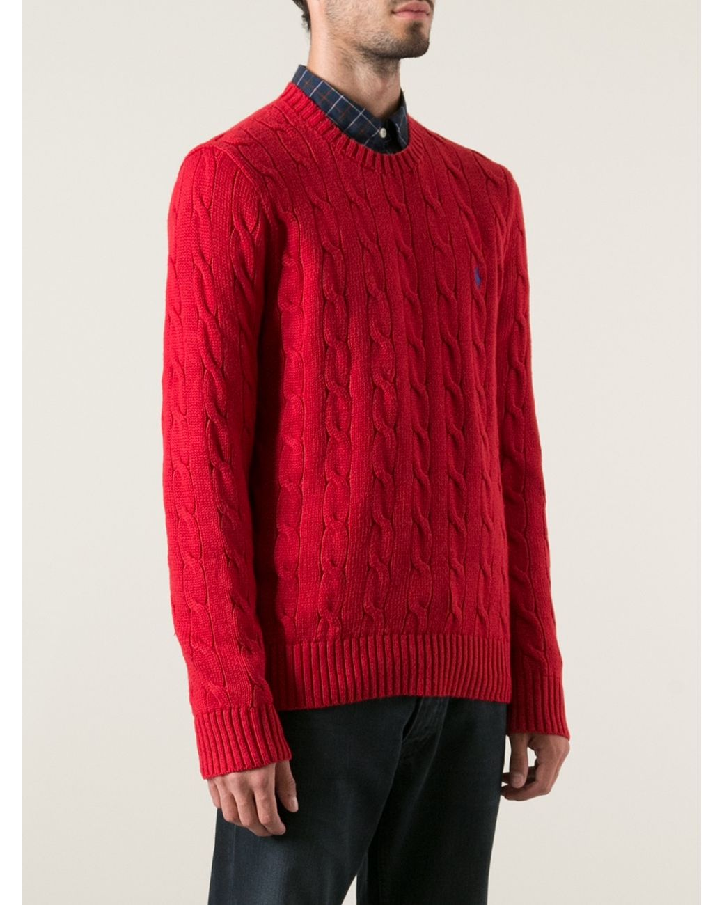 Polo Ralph Lauren Cable Knit Sweater in Red for Men | Lyst