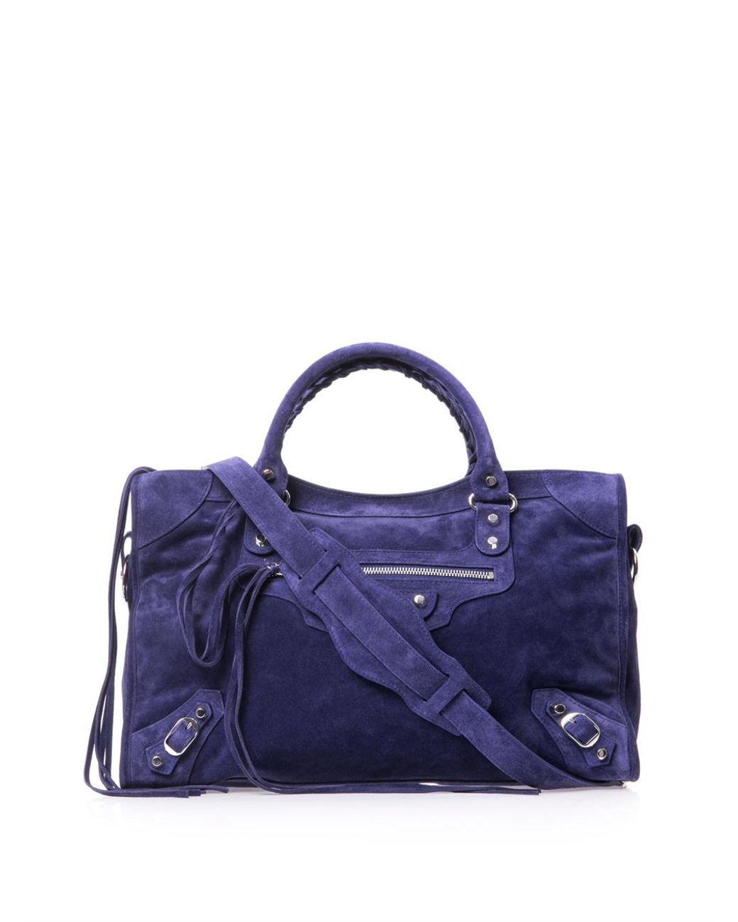 Balenciaga Classic Suede City Bag in Blue | Lyst