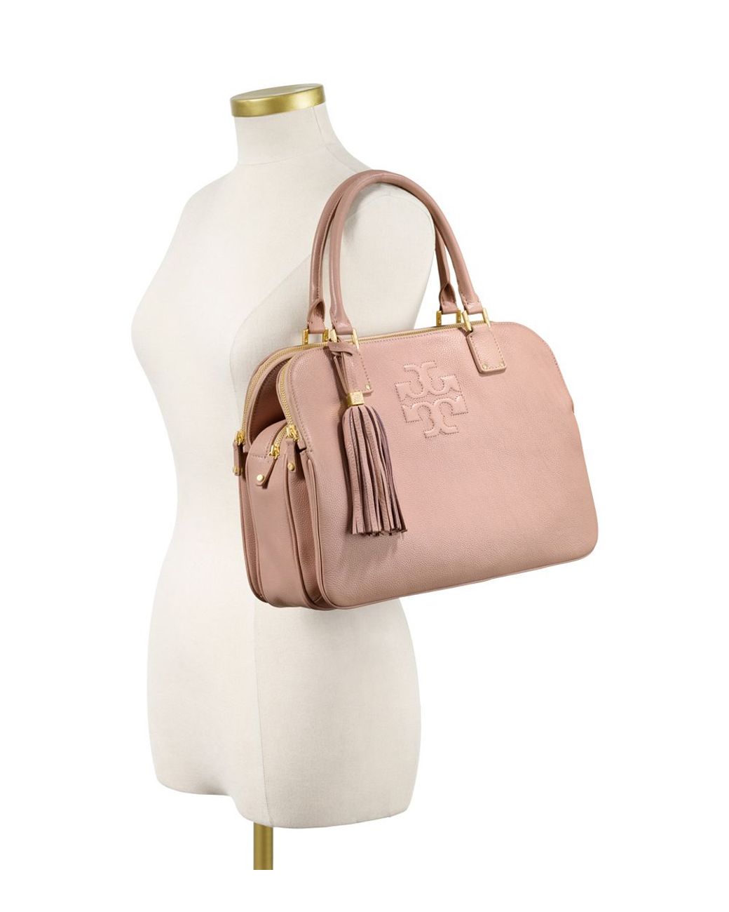 Tory Burch Thea Triple Zip Compartment Satchel in Pink