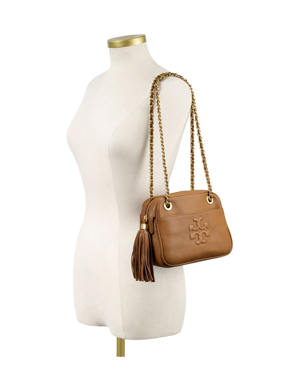 Tory Burch Brown Thea Chain Leather Crossbody Bag