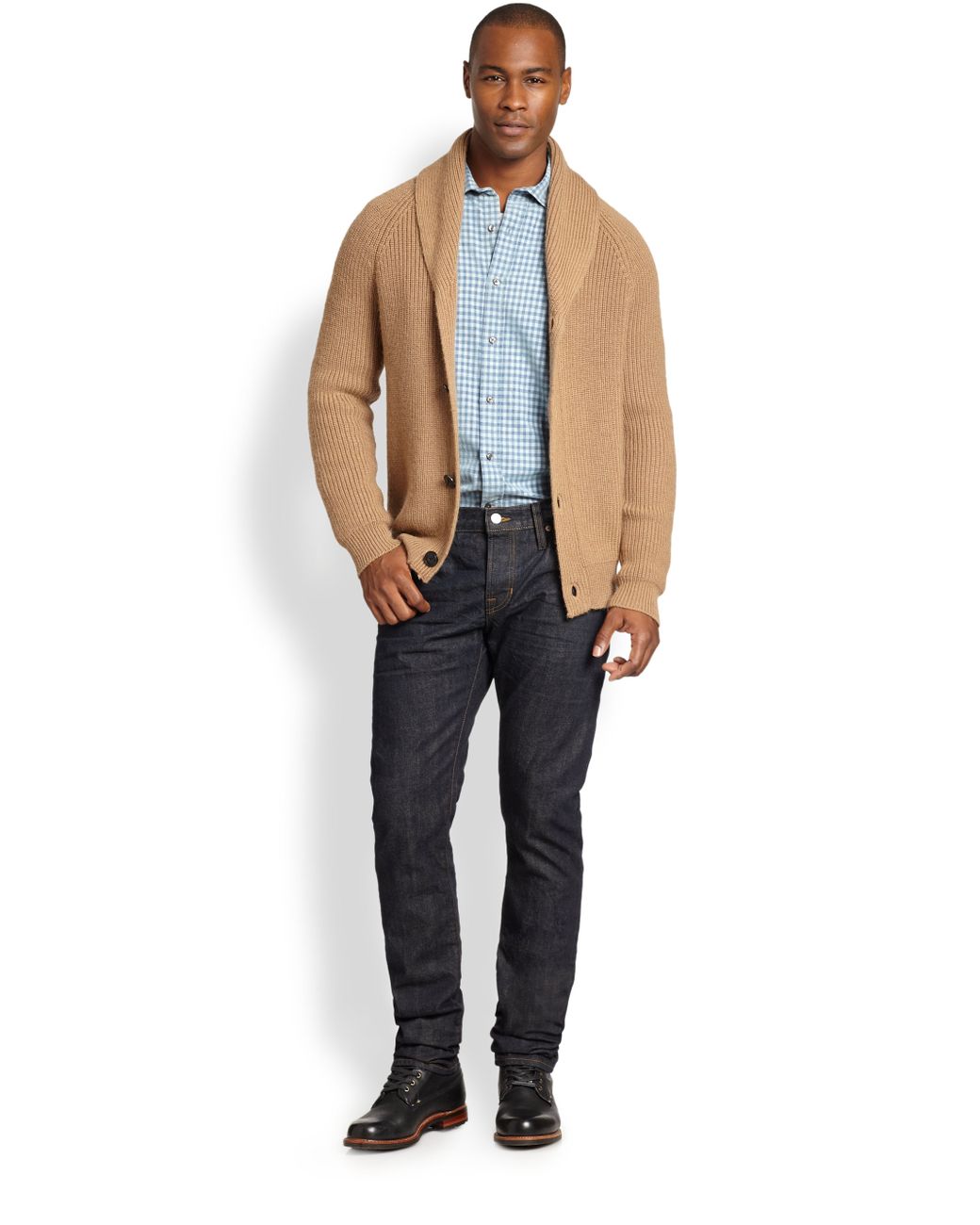 Vince Shawl Collar Cardigan in Brown for Men | Lyst