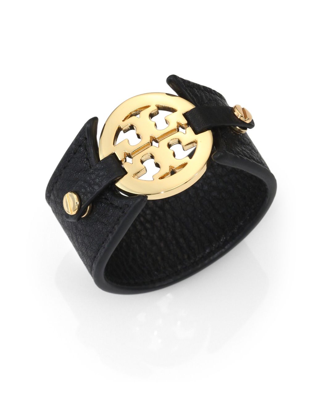 Tory Burch Logo Leather Cuff Bracelet in Brown Lyst