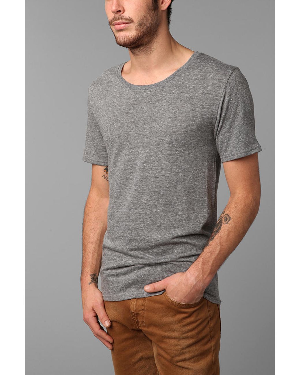 BDG Triblend Wide-Neck Tee in Gray for Men | Lyst