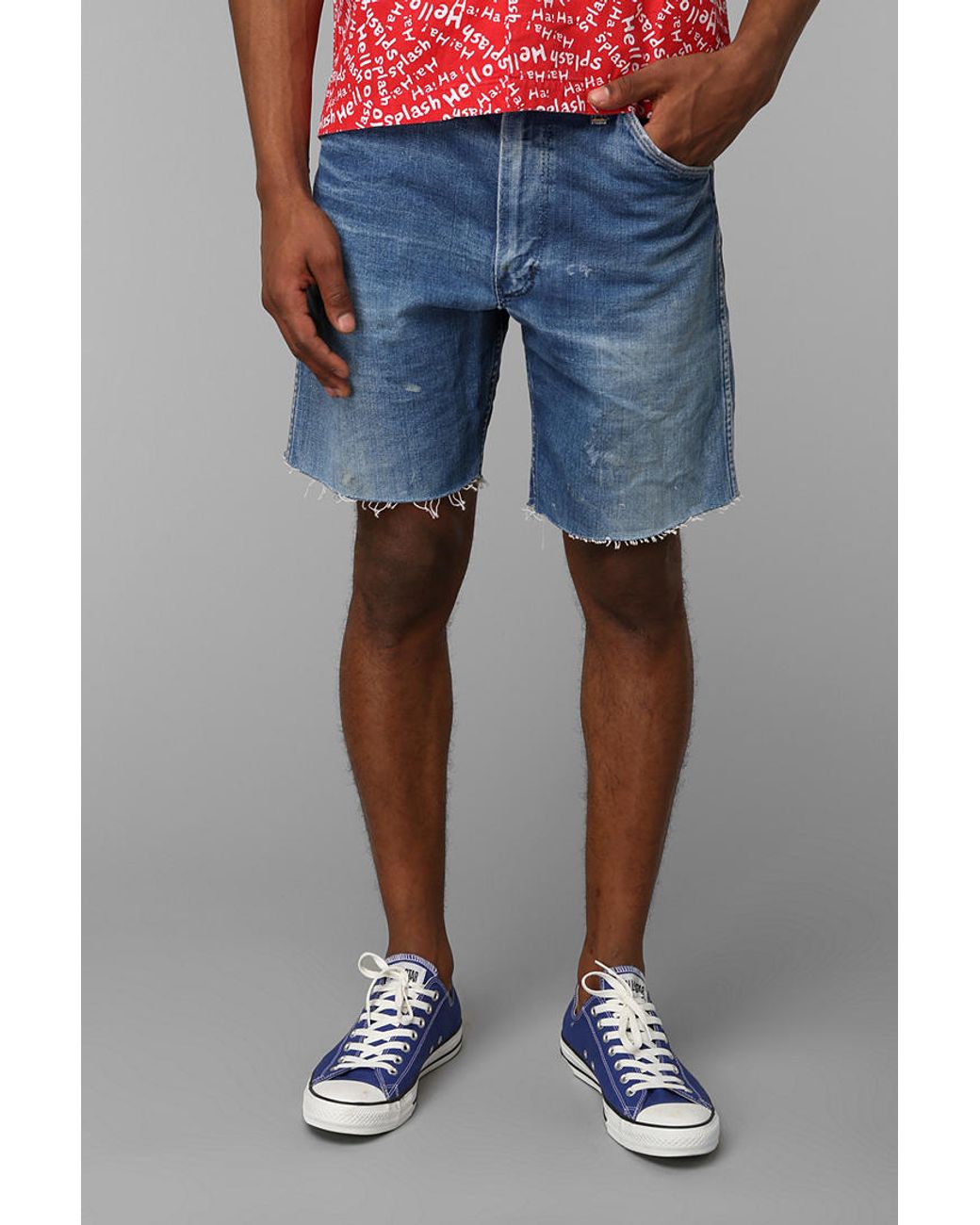 Mens cut off shorts top