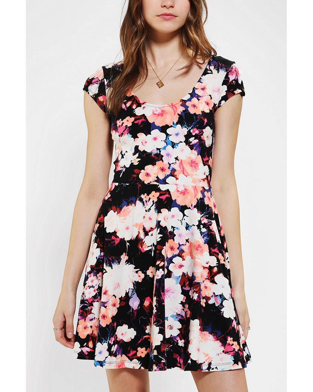 Urban Outfitters Kimchi Blue Knit Floral Skater Dress Lyst
