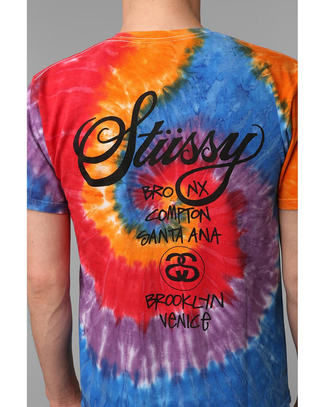 Stussy Tie-Dye Swirl Tee in Orange for 