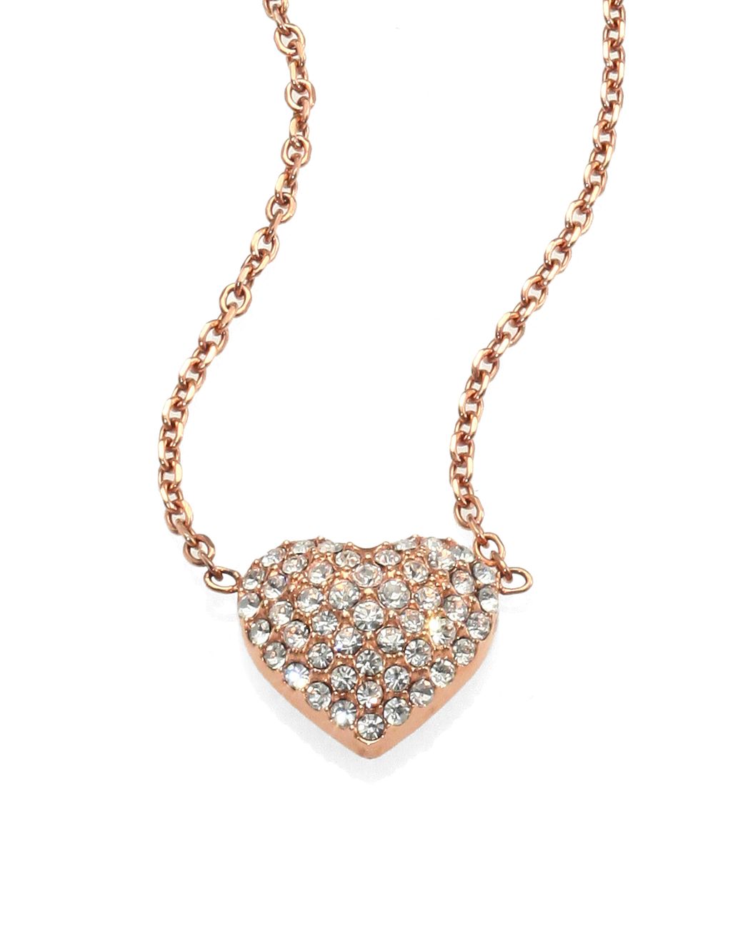 Puffy Heart Pendant Necklace/Rose 