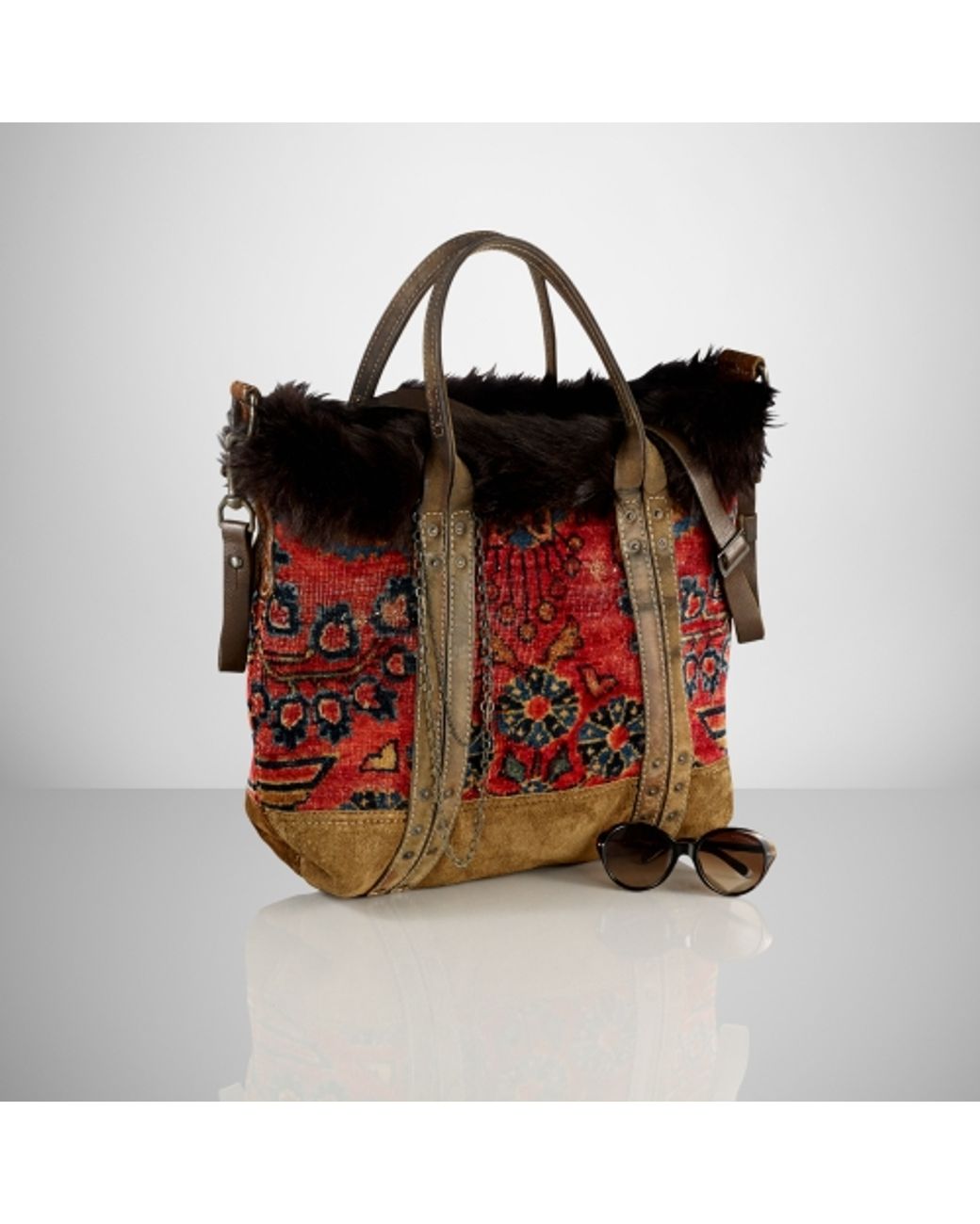 Ralph Lauren Carpet Shearling Hobo in Red Lyst