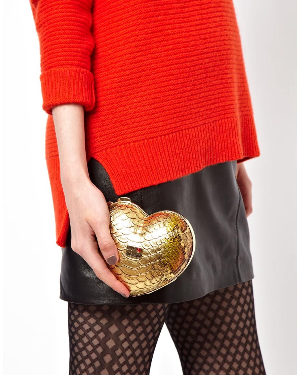Love moschino store gold clutch