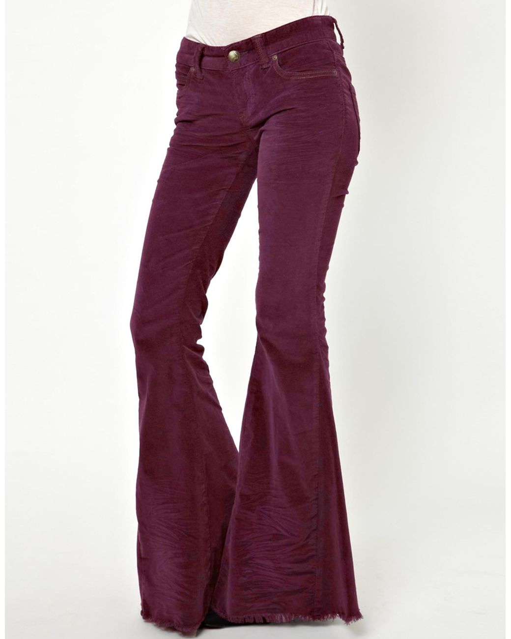 Free People Super Flare Jeans in Cord in Purple | Lyst