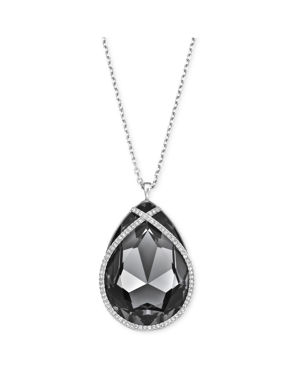 Onderverdelen Wens Uitsluiten Swarovski Rhodiumplated Black Crystal Teardrop Pendant Necklace in Metallic  | Lyst