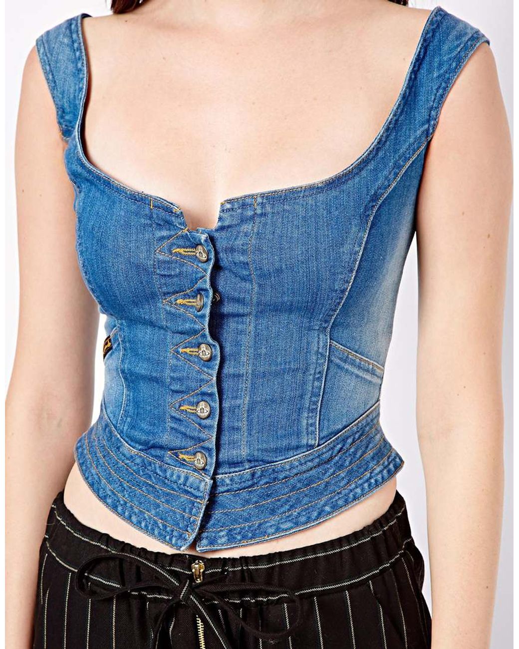 Vivienne Westwood Lee Denim Bustier in Blue | Lyst