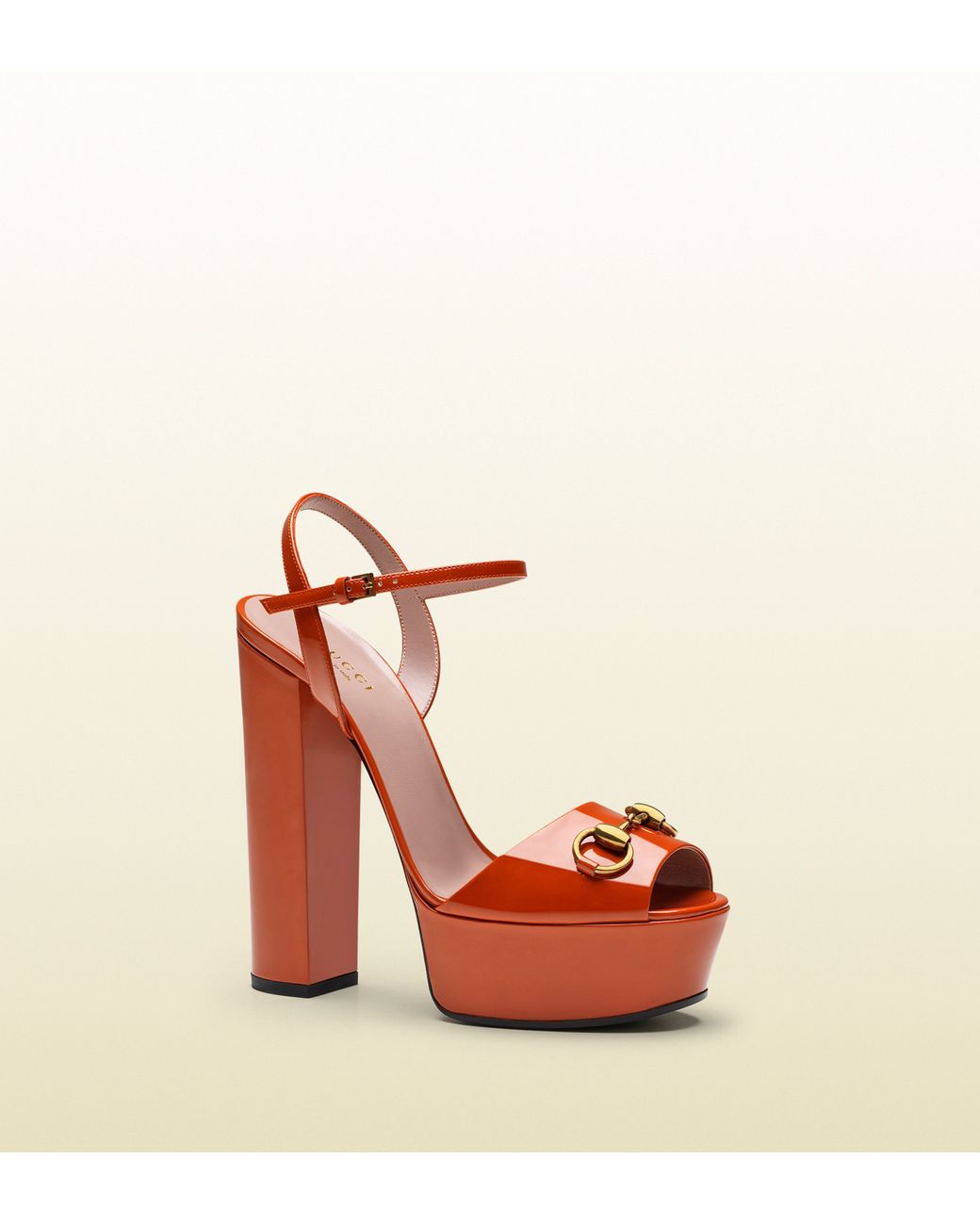 Gucci Patent Leather Platform Sandal in Orange | Lyst