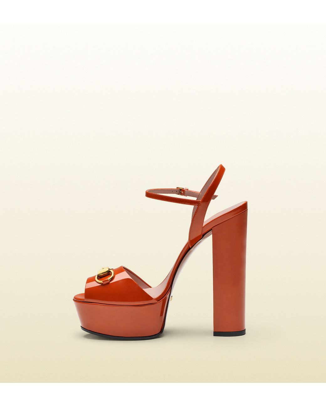 Gucci Patent Leather Platform Sandal in Orange | Lyst