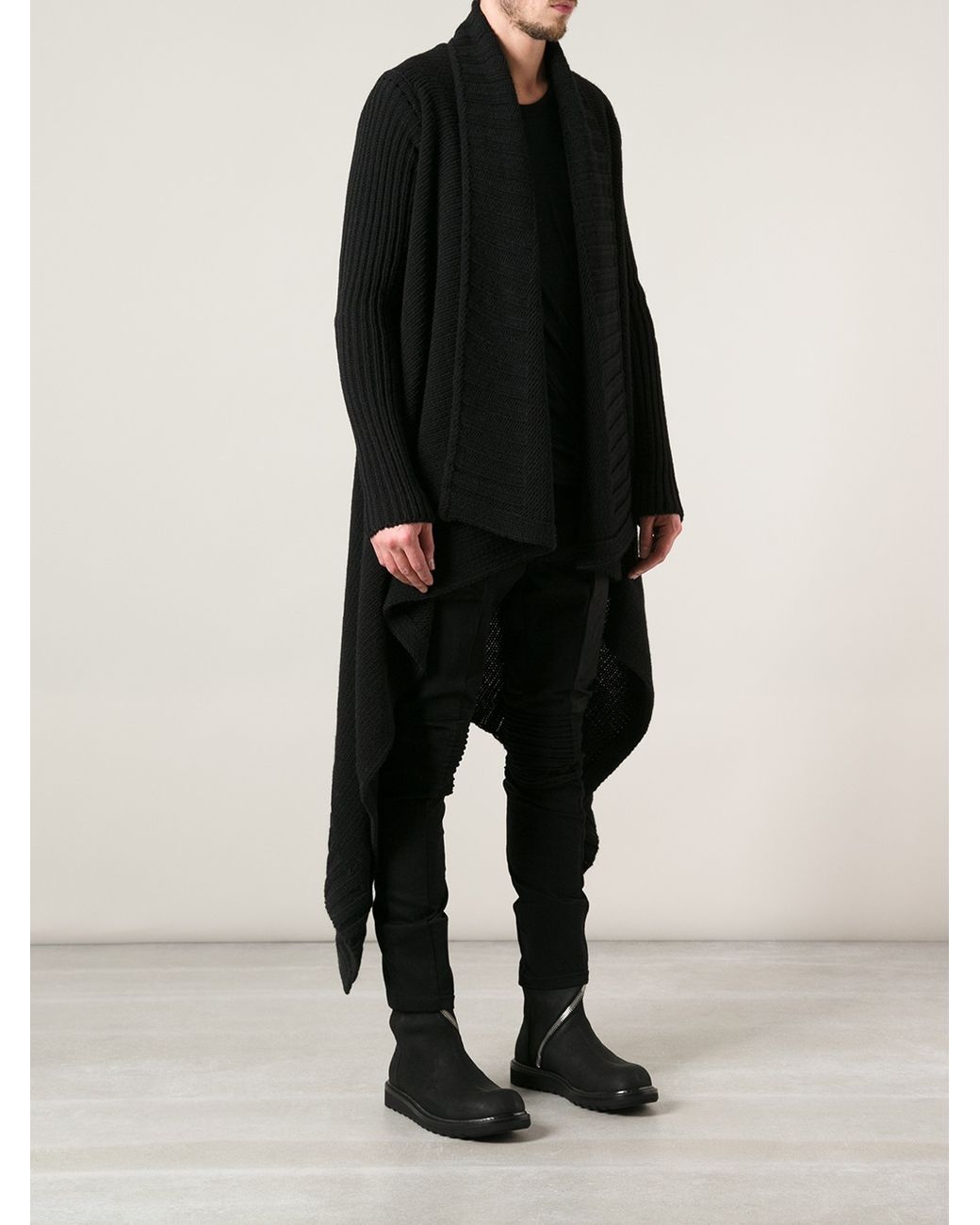 Rick Owens Long Cardigan Wrap in Black for Men | Lyst