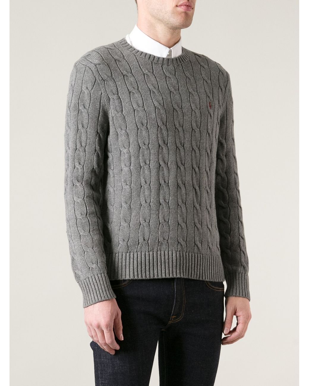 Polo Ralph Lauren Cable Knit Sweater in Gray for Men | Lyst