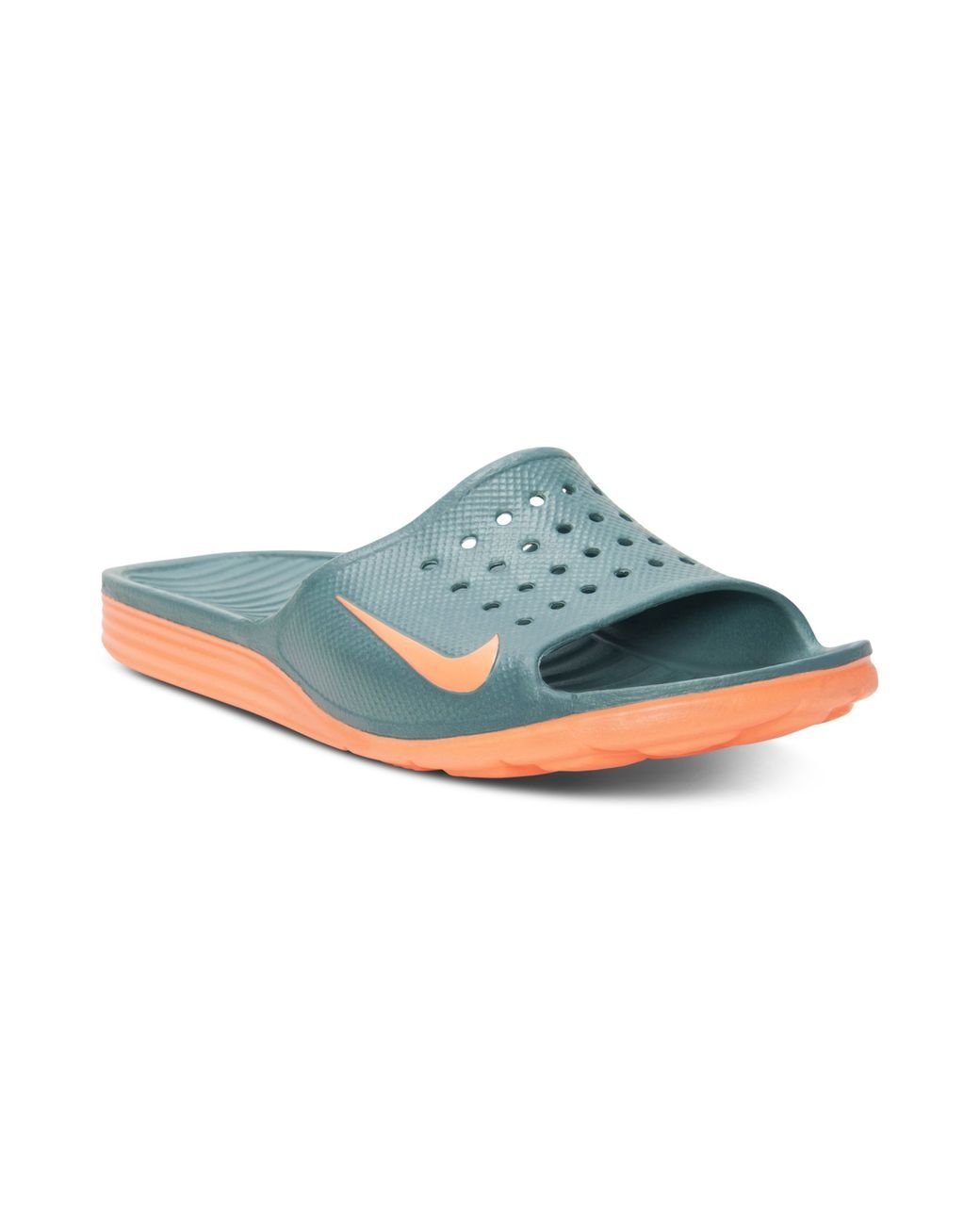 Nike Benassi Solarsoft Slide Sandals in Green for Men | Lyst