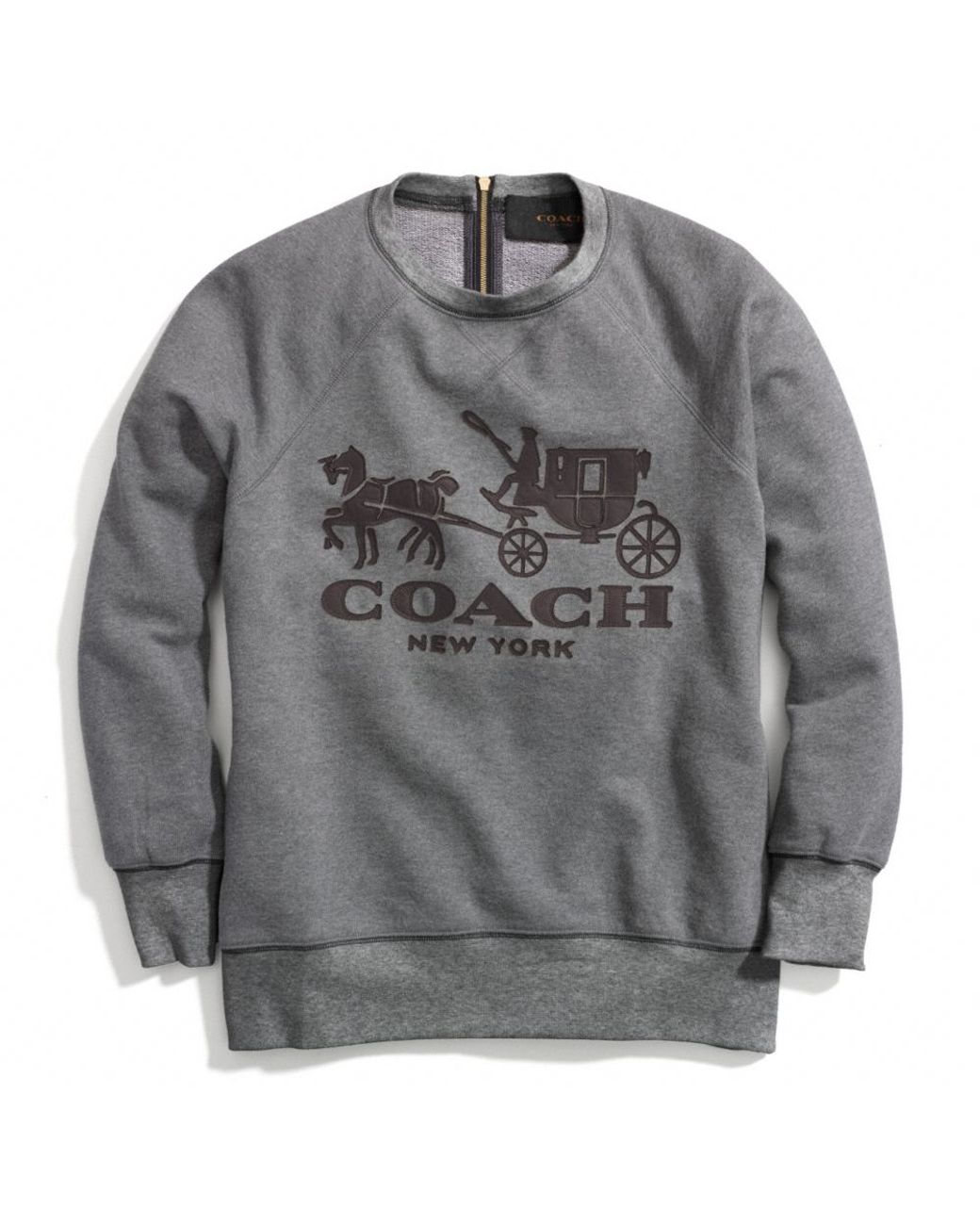 COACH Horse and Carriage Sweatshirt with Leather in Gray | Lyst