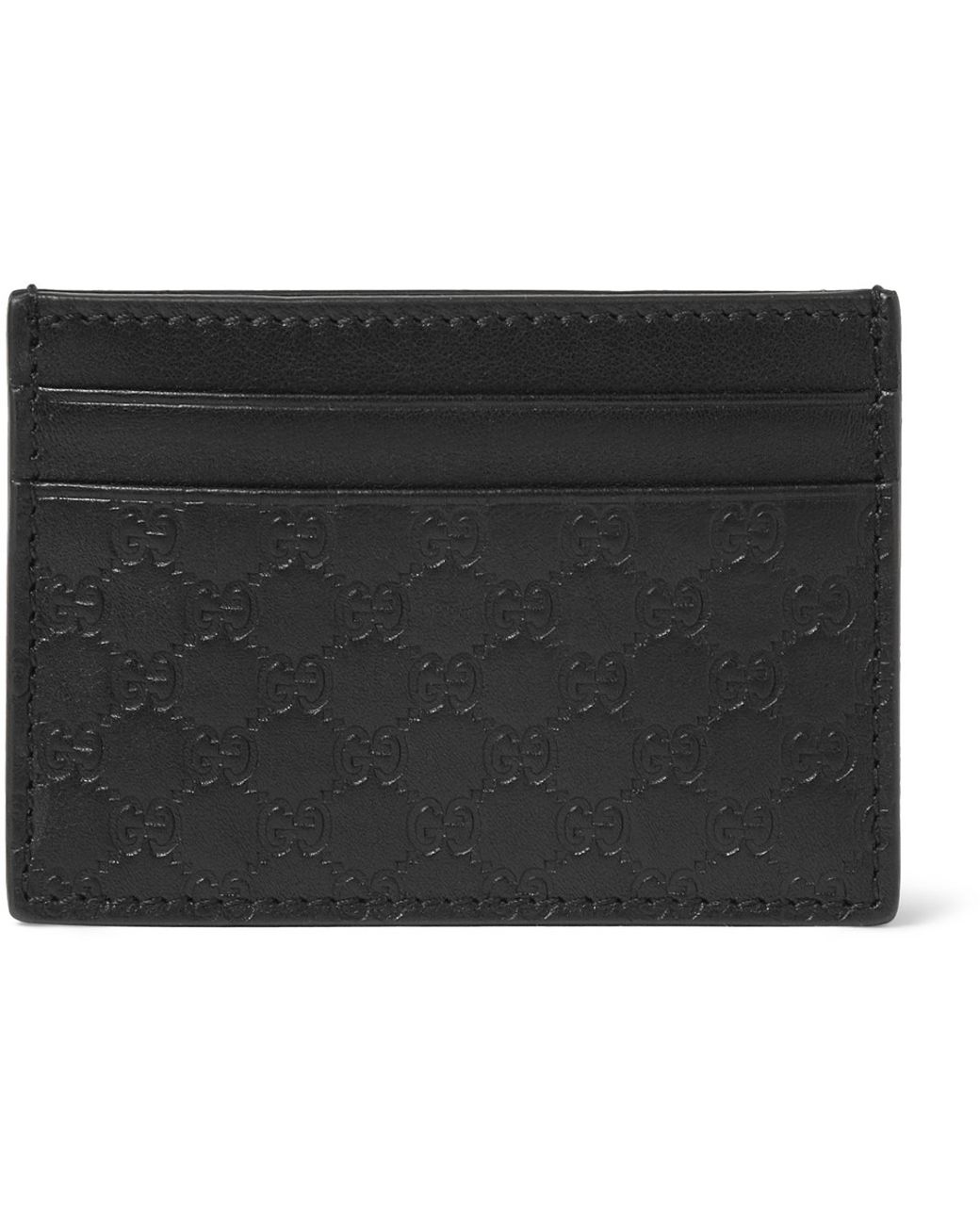 Gucci Embossed Leather Card Holder and Money Clip in Black for Men | Lyst