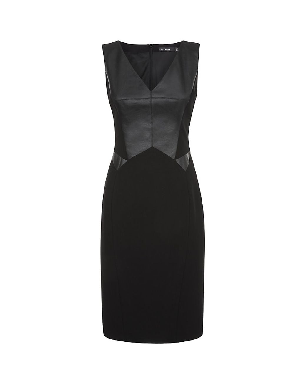 Karen Millen Faux Leather Panel Dress in Black | Lyst Canada