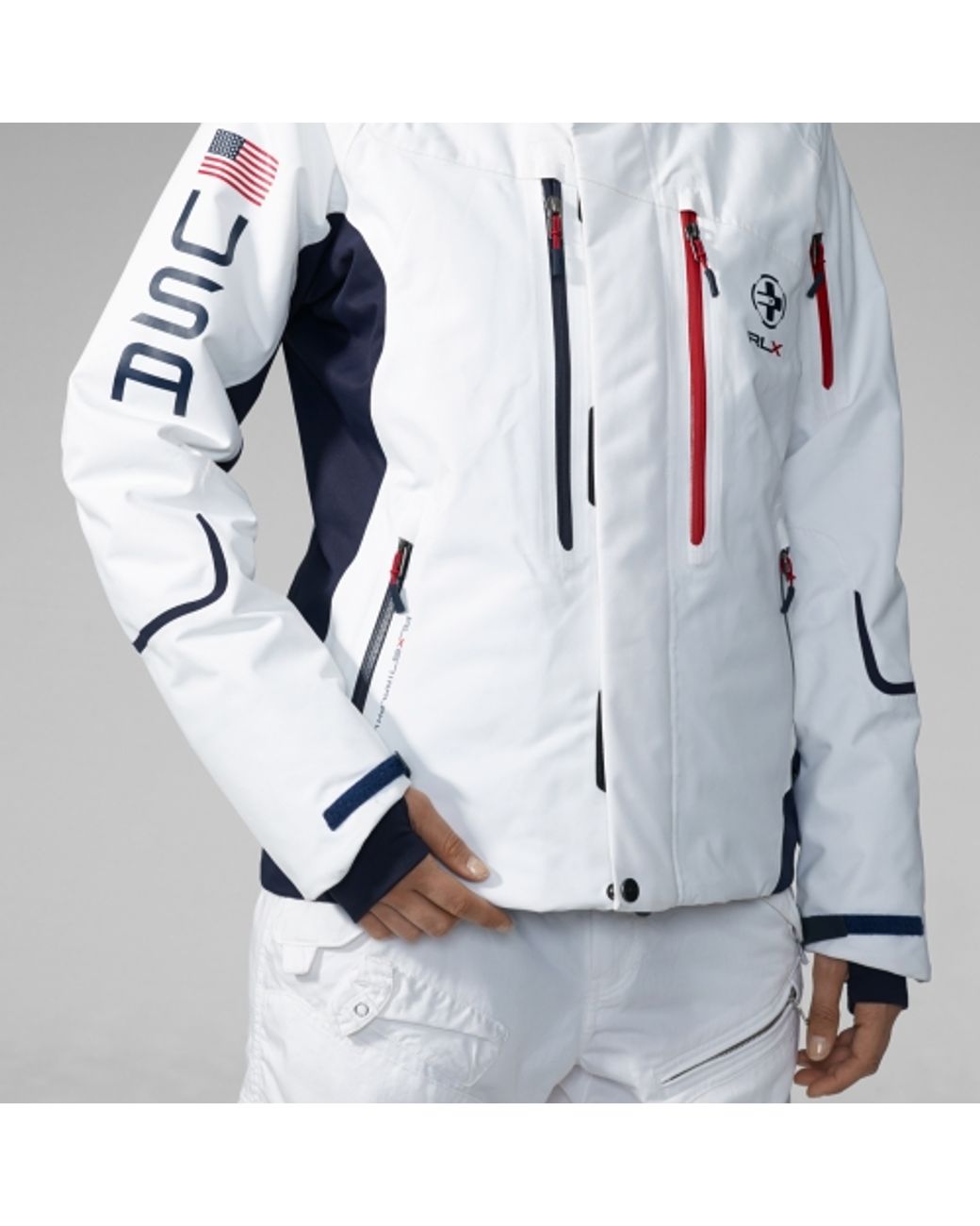 RLX Ralph Lauren White Vail Ski Jacket in Blue | Lyst