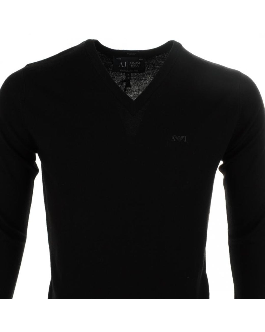 Armani Jeans V Neck Jumper in Black for 