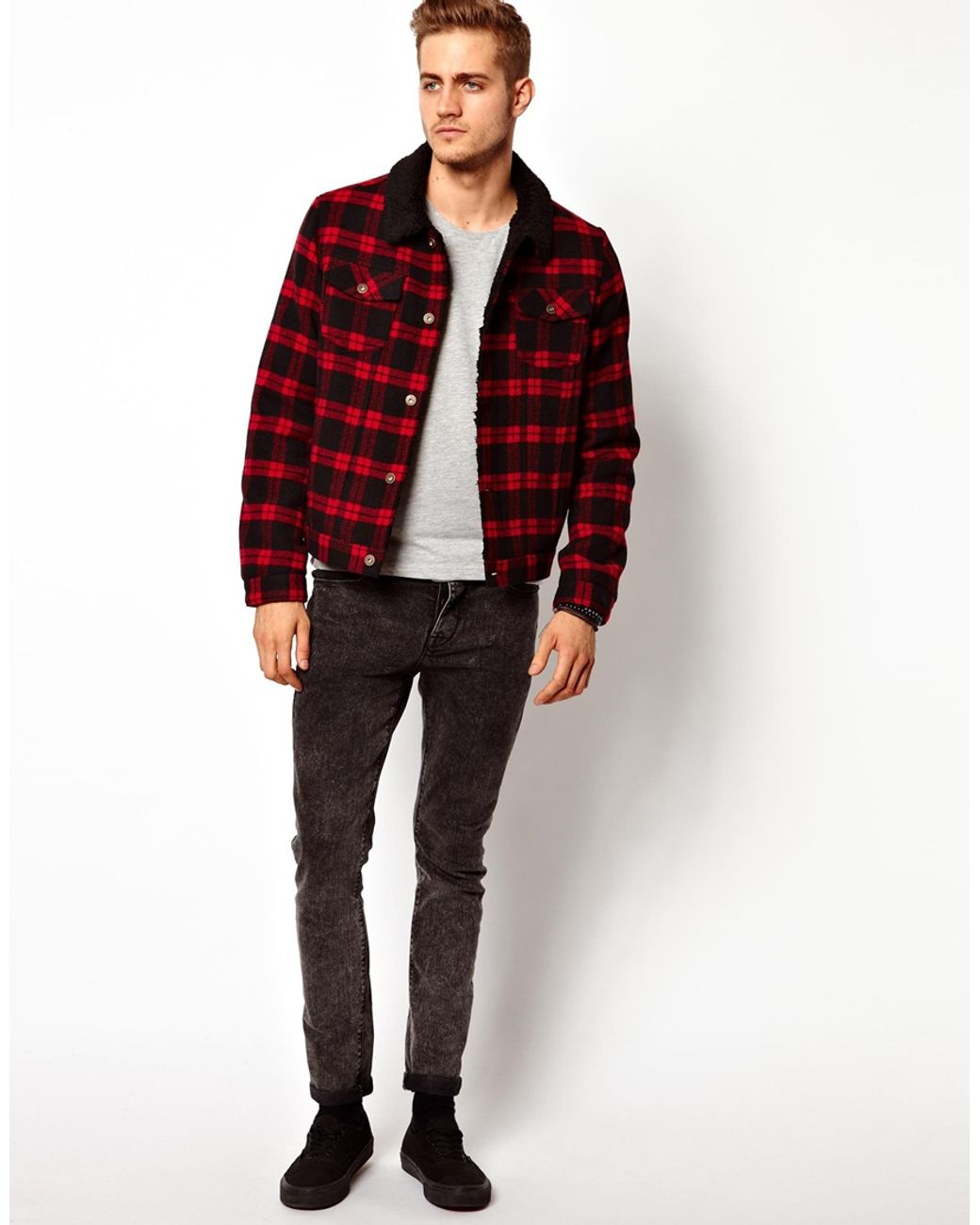 Red check coat clearance mens