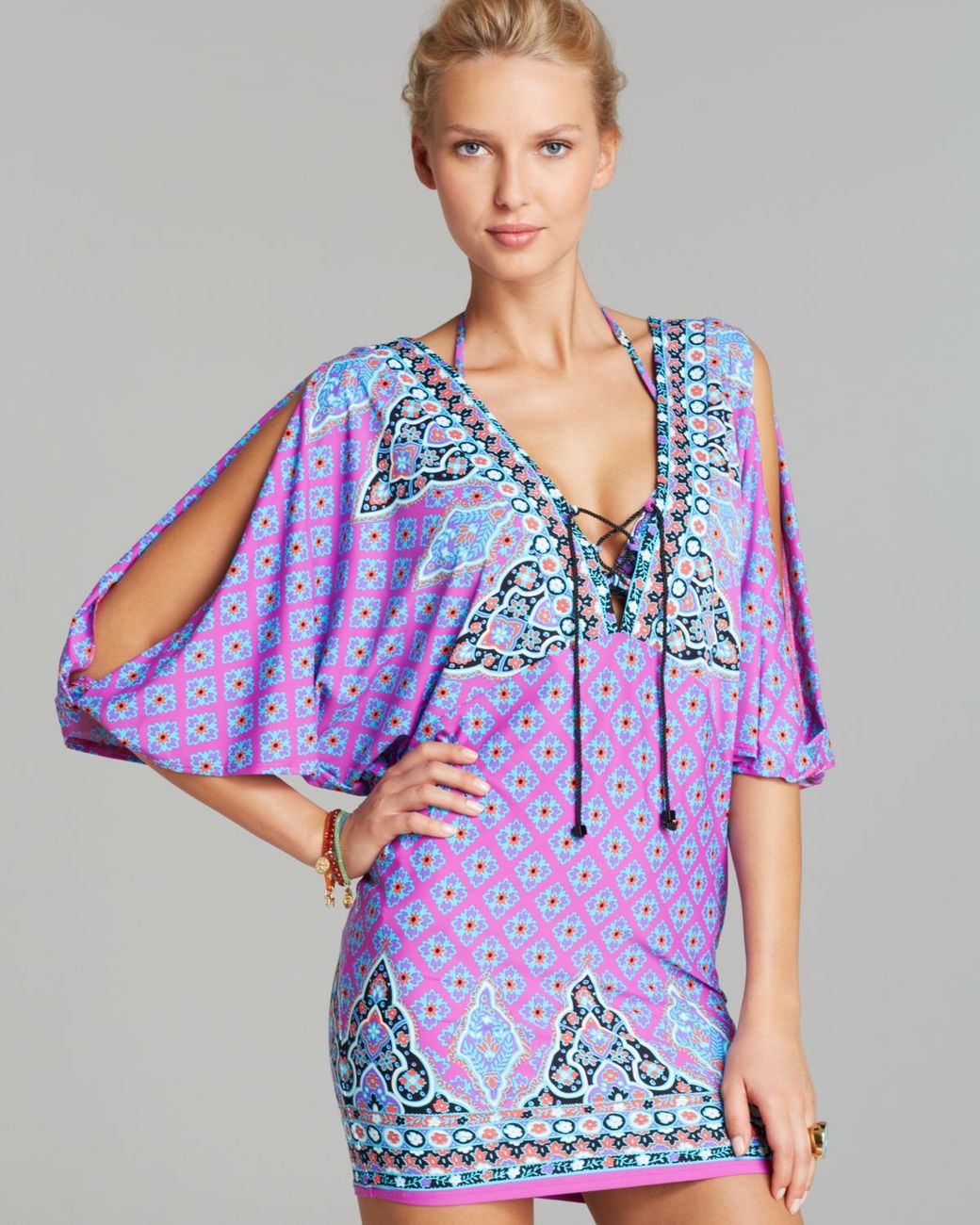 Nanette Lepore Womens Bell Sleeve Beach Cover Up Tunic 
