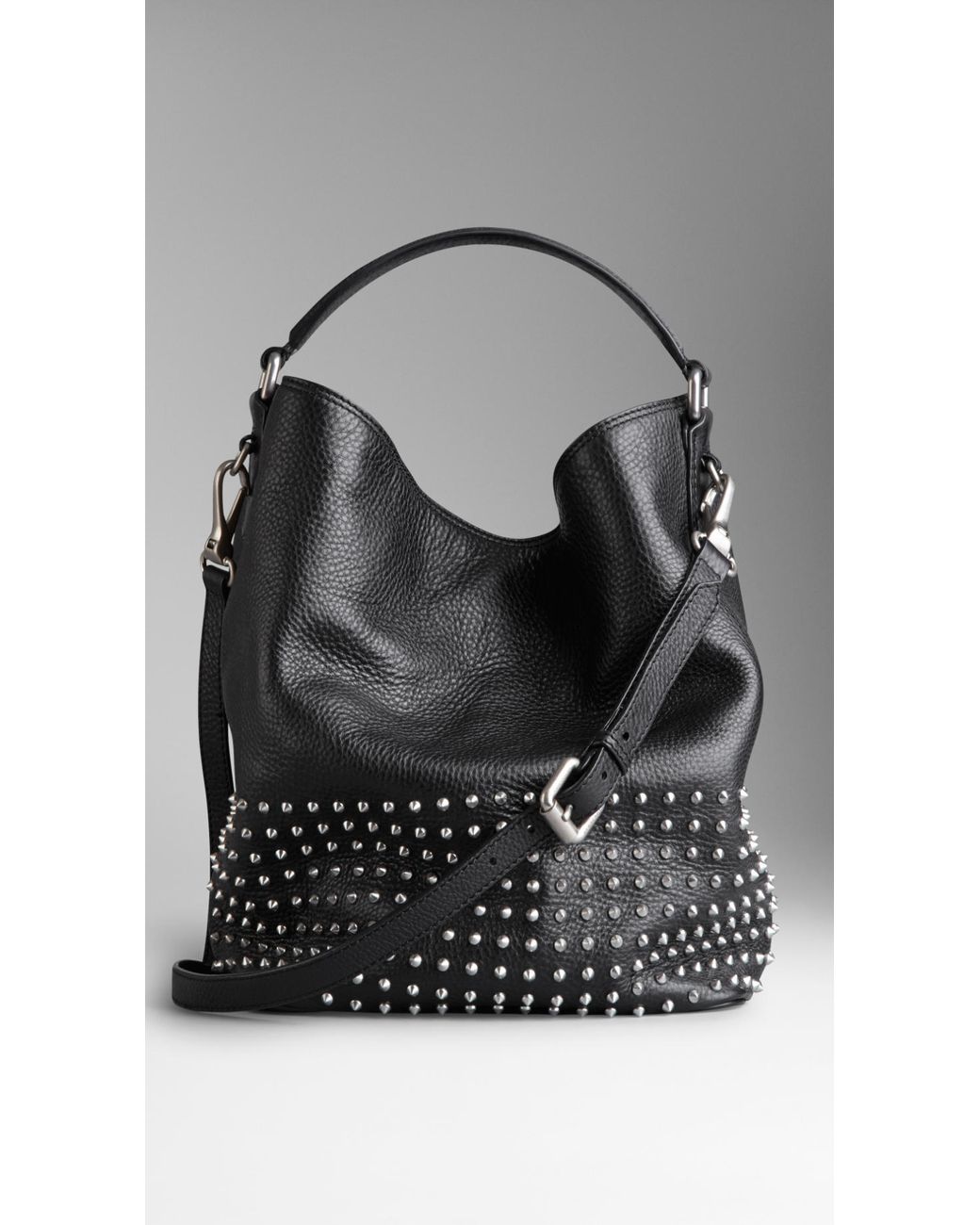 Burberry medium studded leather hobo bag discount
