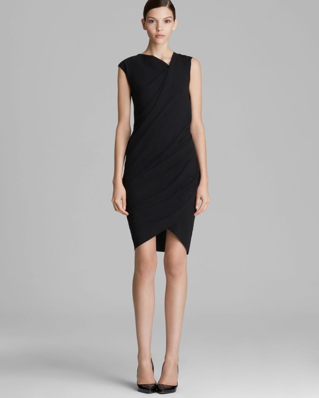 Helmut Lang Helmut By Dress Dry Crepe Open Asymmetric in Black Lyst