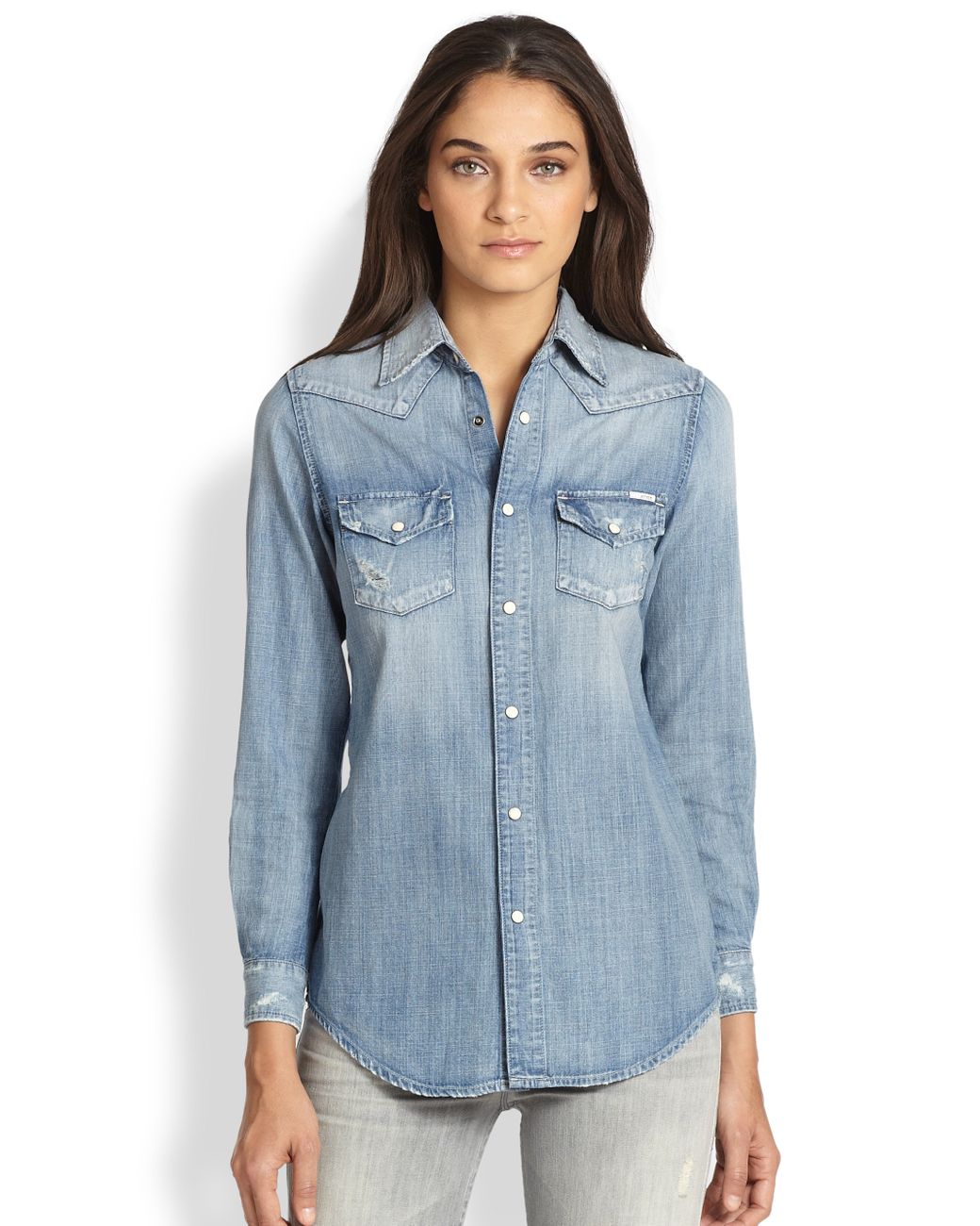 Mother All My Exes Denim Shirt in Blue 