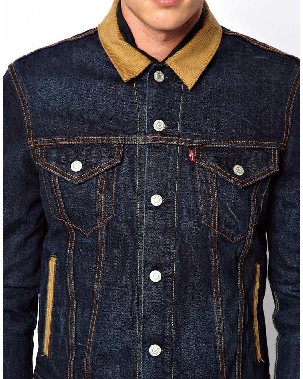 Lazy Oaf Levis Denim Jacket Blanket Lined Trucker Cord Detail in Gray for Men Lyst