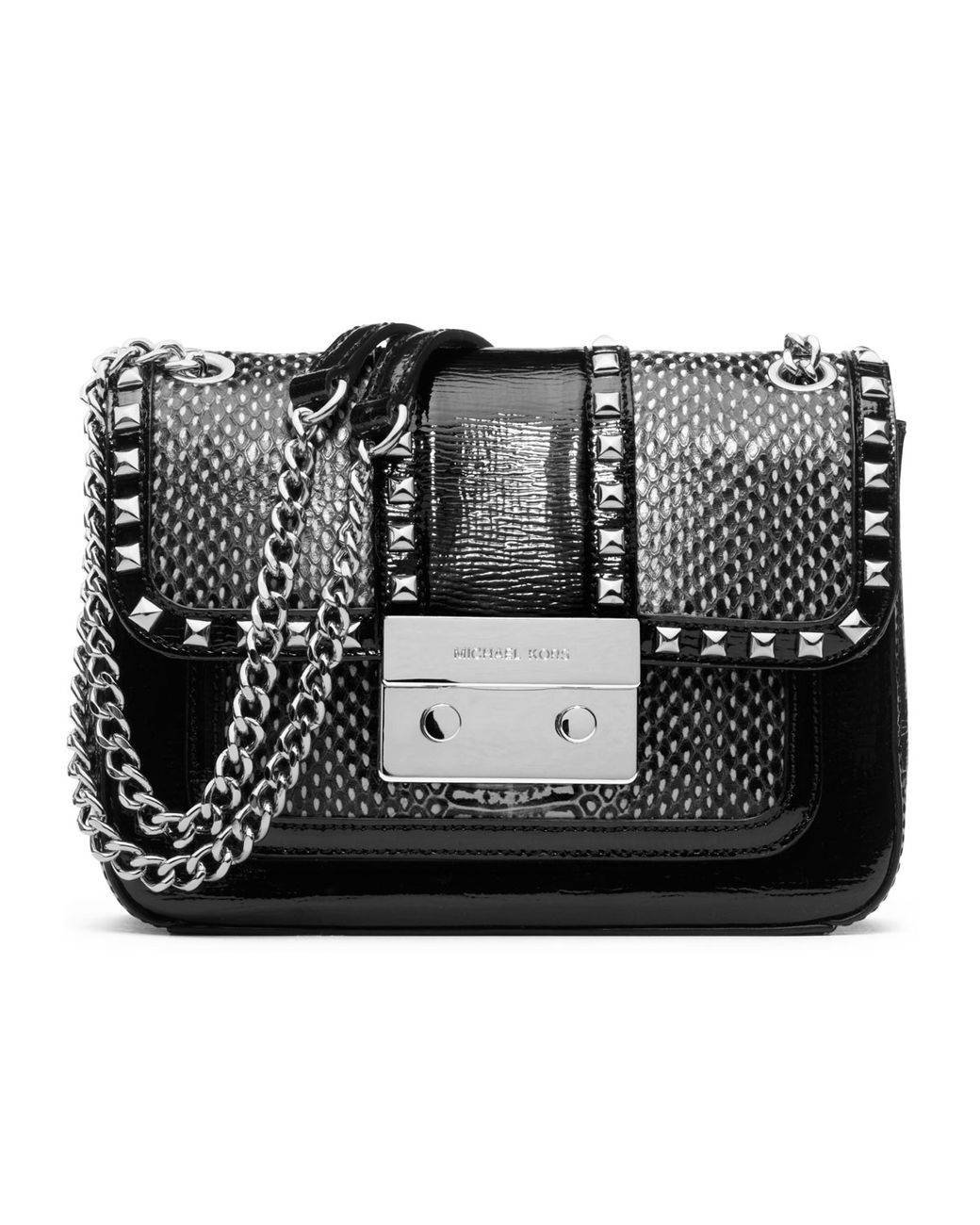 Michael Kors Michael Small Sloan Studded Shoulder Flap Bag in Black