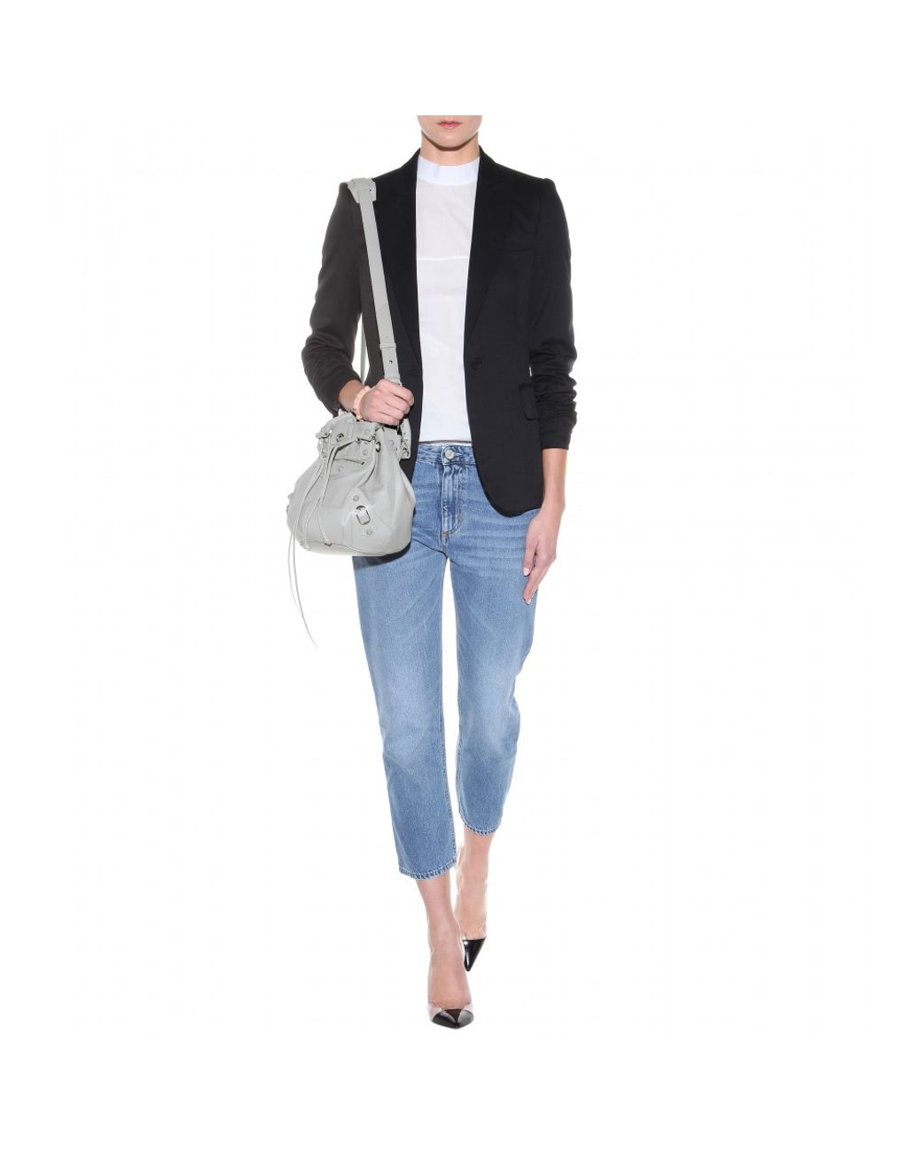 helt seriøst Rendition silhuet Balenciaga Classic Mini Pompon Leather Shoulder Bag in Gray | Lyst