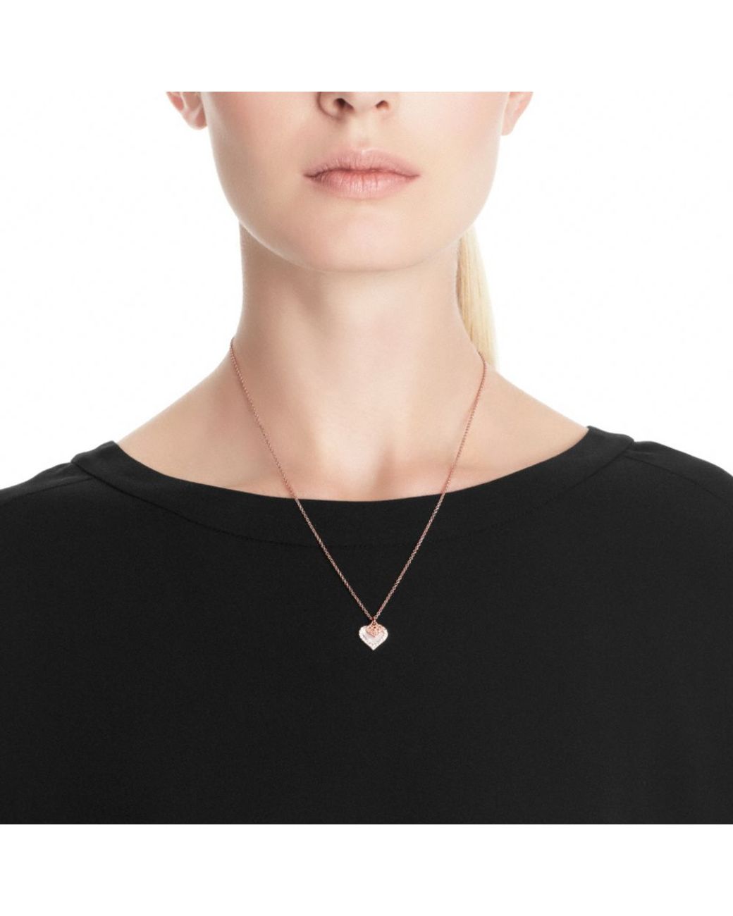 COACH Mother Of Pearl Heart Necklace in Metallic | Lyst