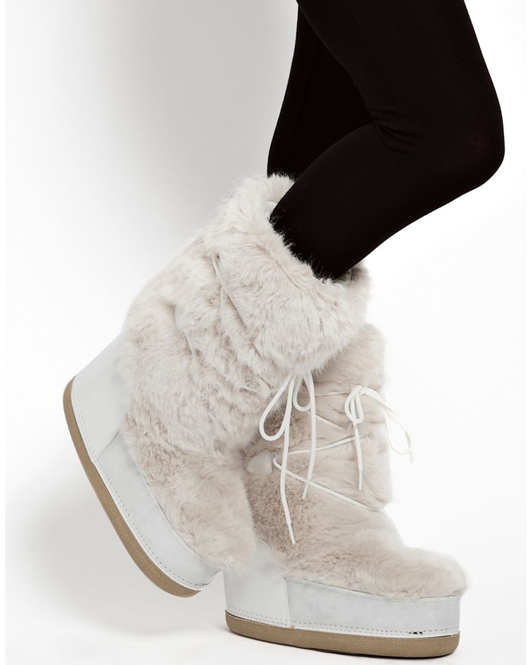 White fluffy snow boots cheap