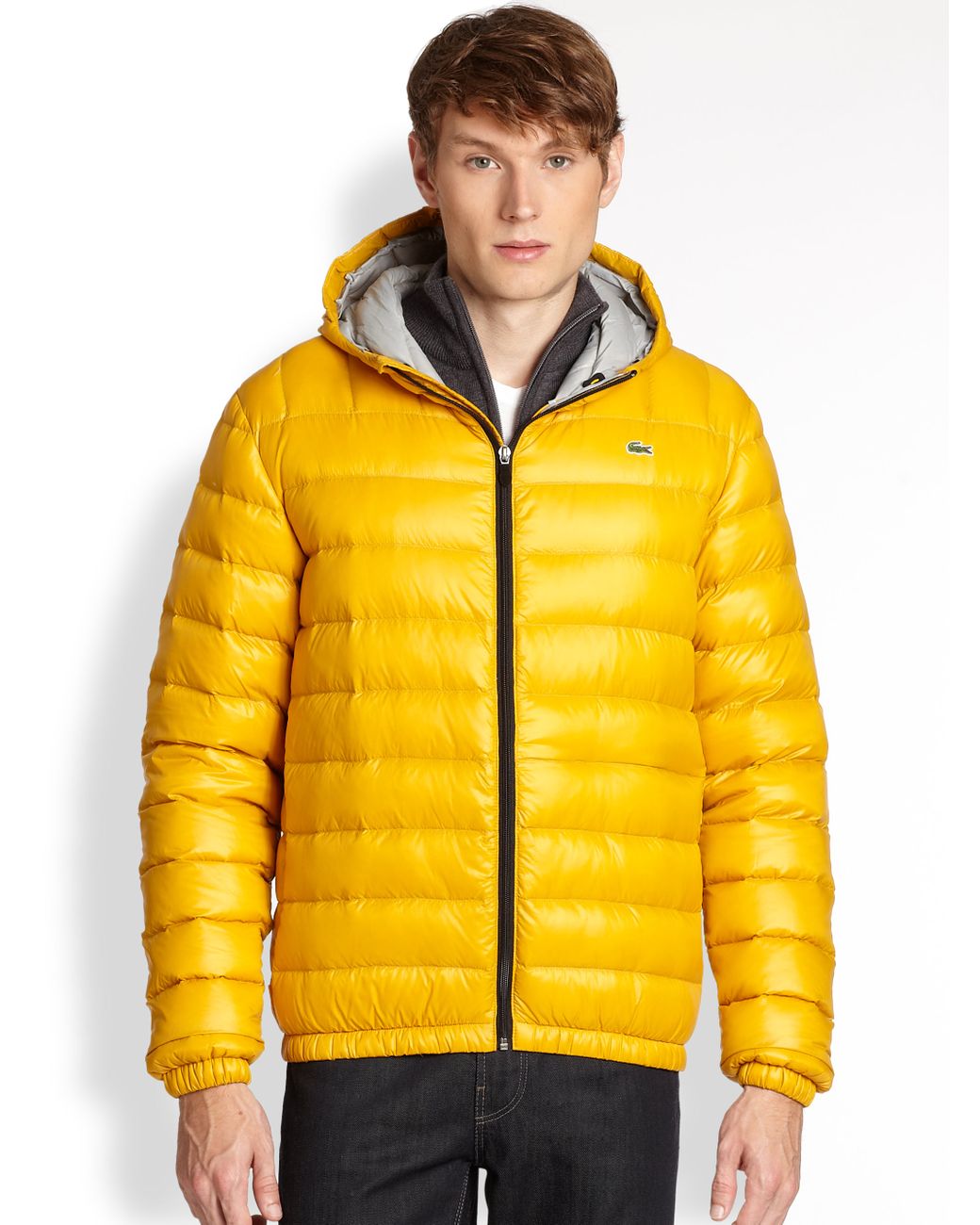 Lacoste Downfilled Jacket in Yellow for Men | Lyst