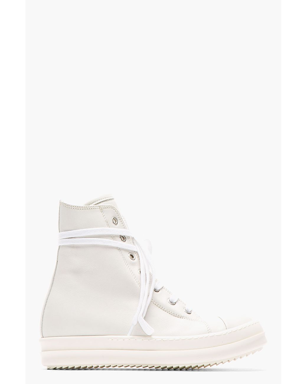 Rick Owens White Leather Ramones Sneakers | Lyst