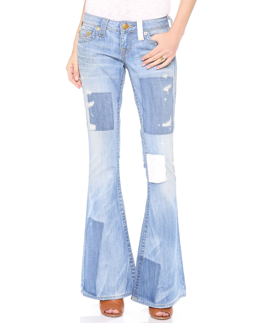 True Religion Carrie Patchwork Flare Jeans in Blue | Lyst