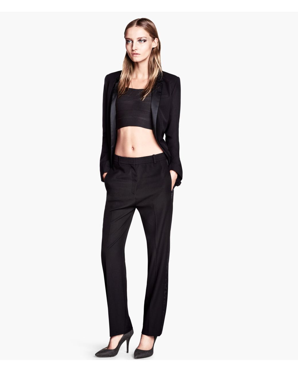 H\u0026M Tuxedo Trousers in Black | Lyst