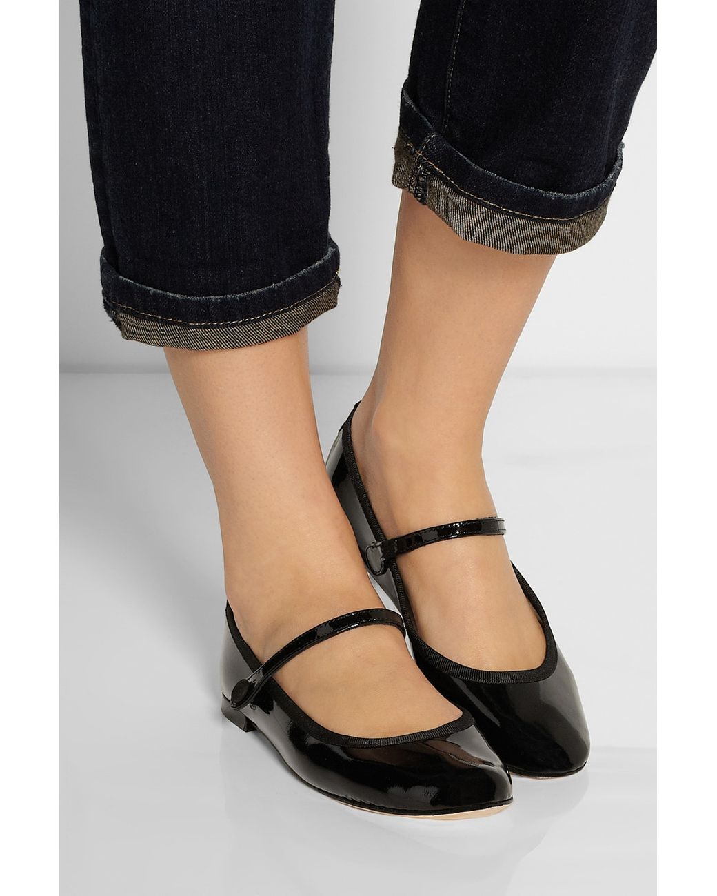 Repetto Lio Patent-Leather Mary Jane Ballet Flats in Black | Lyst