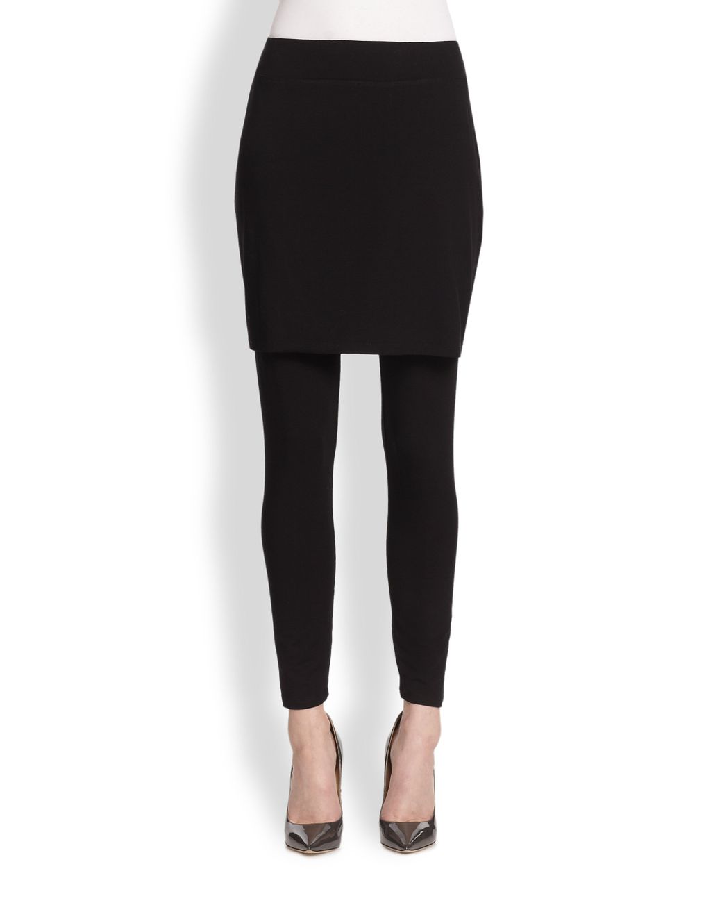 Eileen Fisher Jersey Skirted Leggings in Black Lyst